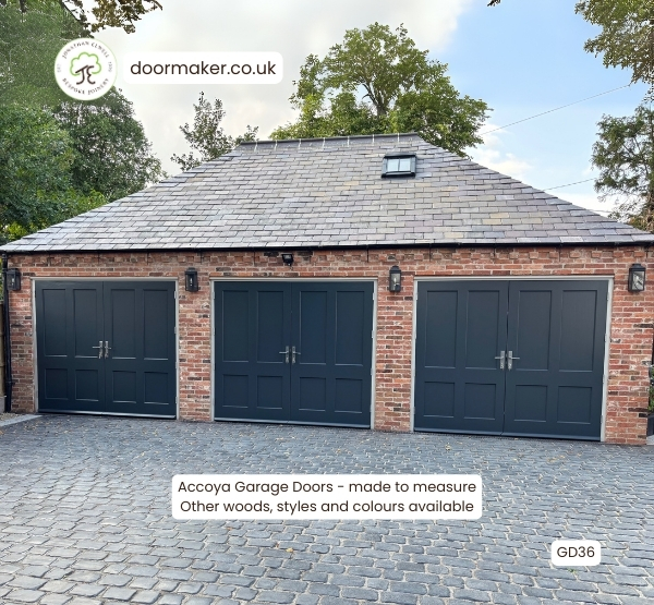accoya garage doors black blue bespoke