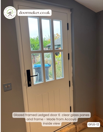 accoya door 6 pane painted lichen