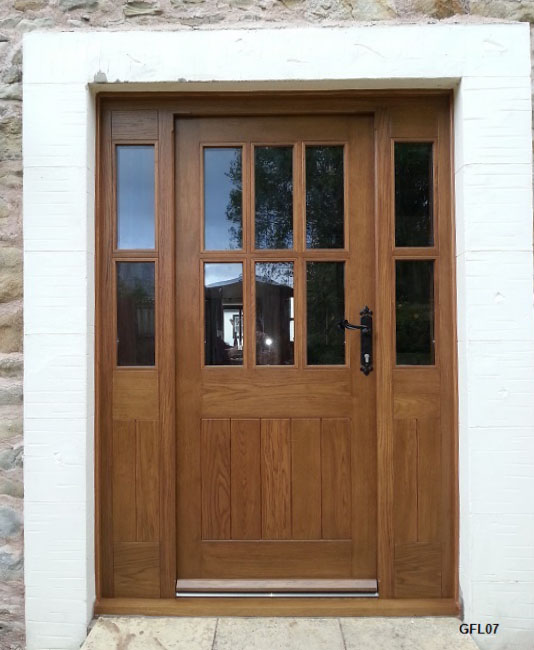 oak door 6 pane split sidelights