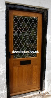oak door half glazed fl lead