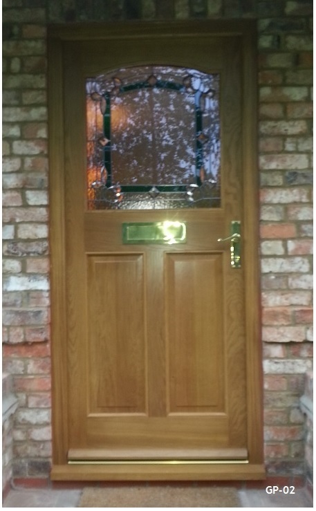 oak door decorative glass