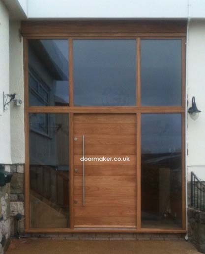 oak door contemporary door glazed toplights and sidelights