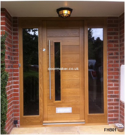 oak door contemporary door two sidelights