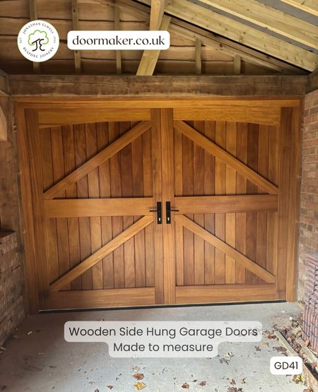side hung garage doors made from iroko